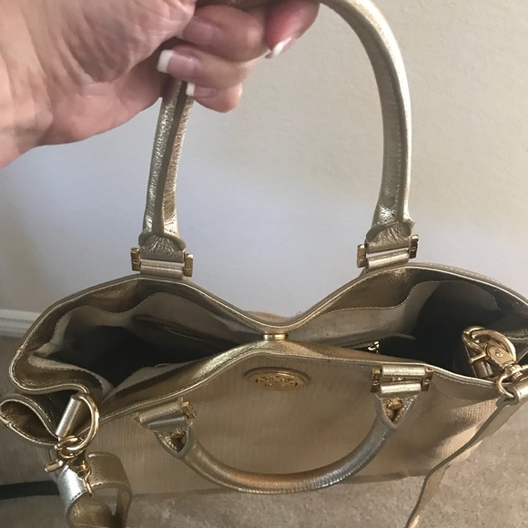 RARE! TORY BURCH Shoulder BAG with GOLD Strap - Picture 6 of 8